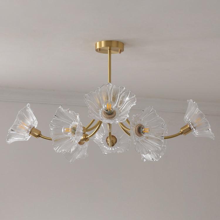 Superb Glass and Brass Chandelier Kalin – Exquisite Floral Elegance for Your Living and Dining Spaces