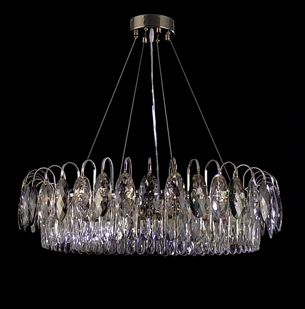 Elegant K9 crystal chandelier – Dazzling rose gold LED light with dimmable function (Available in different sizes)