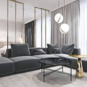 Crescent moon-shaped LED chandelier – Contemporary chic in acrylic and brass finish
