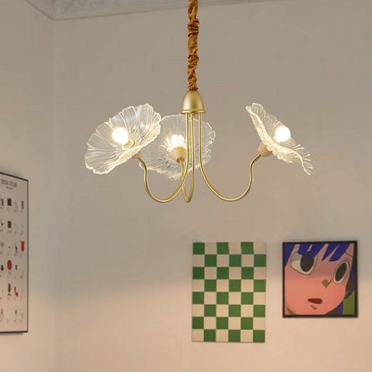 Kroonluchter van mat glas in elegante bladvorm – een verblindend accent voor verfijnde ruimtes