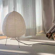 Elegant Japanese rice paper LED lamp – Artistic design with a chic wooden tripod