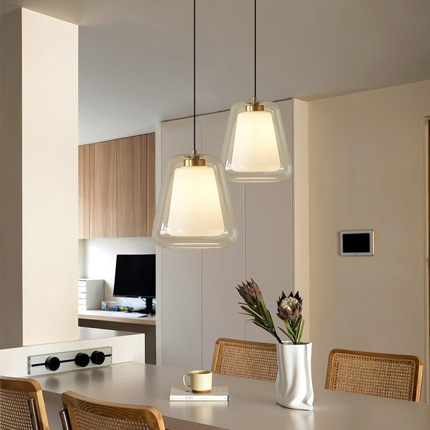 Suspension en verre Lucinda Élégante - Style contemporain LED avec base en métal robuste