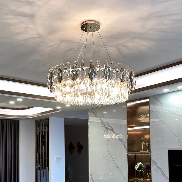 Elegant K9 crystal chandelier – Dazzling rose gold LED light with dimmable function (Available in different sizes)
