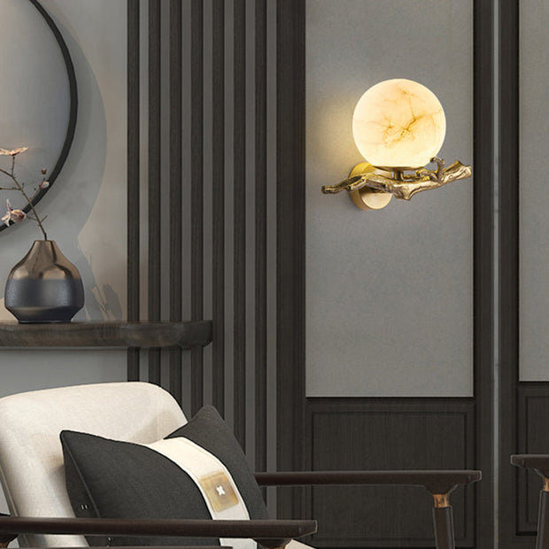Elegant LED Wall Light in Marble and Copper – Stylish Lighting for Your Living Room and Bedroom