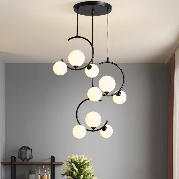 Modern and elegant LED chandelier - Glass and acrylic design perfect for living and dining spaces