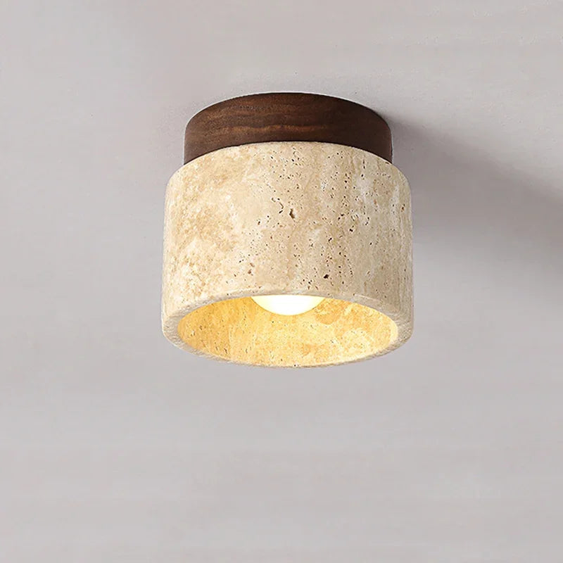 Lustre Japonais Élégant – Esthétique Crémeuse Élancée Avec une Base Chic en Marbre et Bois