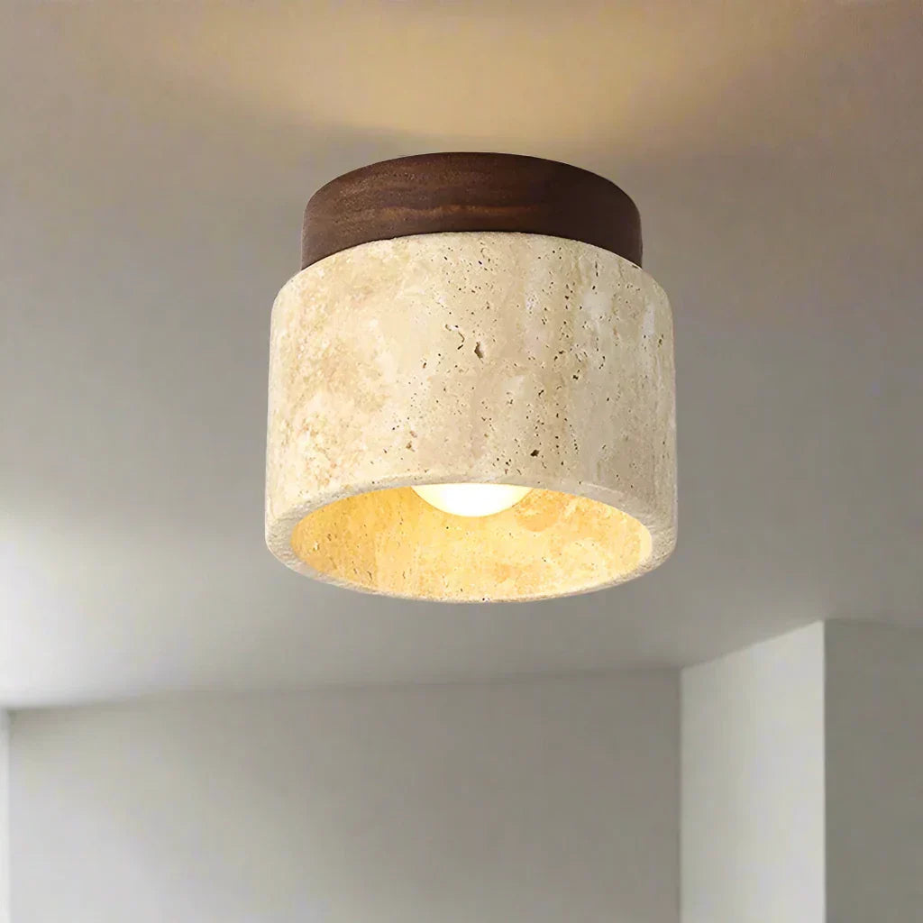 Lustre Japonais Élégant – Esthétique Crémeuse Élancée Avec une Base Chic en Marbre et Bois