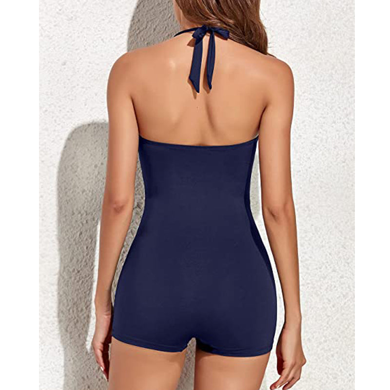 Maillot de Bain 1 Pièce Femme Noir - Design Boyleg Élégant, Tissu à Séchage Rapide, Confort Optimal pour Natation et Plage