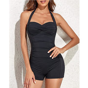 Women's One-Piece Swimsuit Black - Elegant Boyleg Design, Quick-Drying Fabric, Optimal Comfort for Swimming and Beach