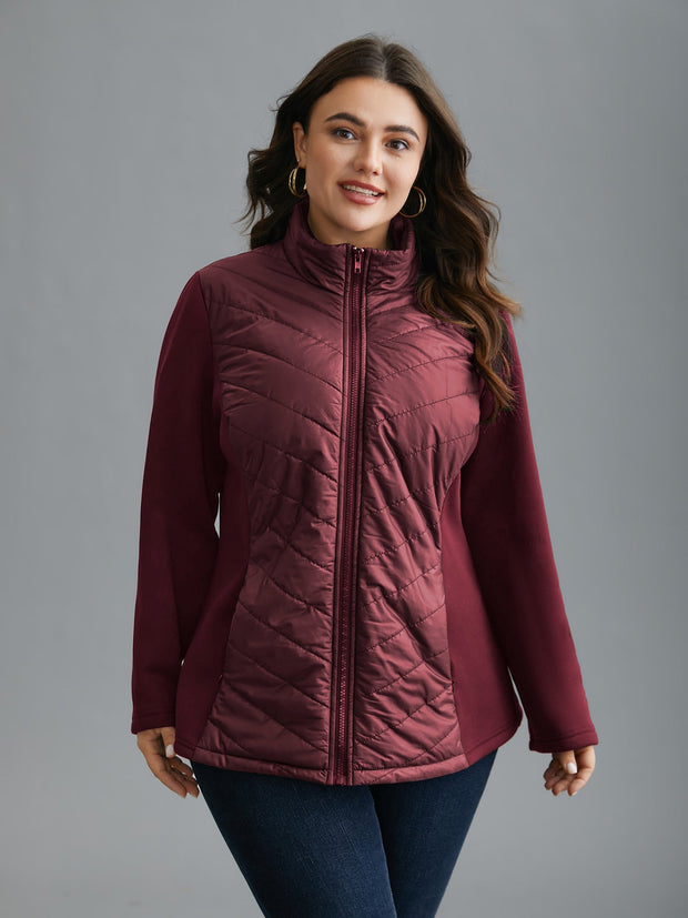 Women's Winter Coat Zipped Black High Collar in Polyester - Long Chic and Comfortable Coat