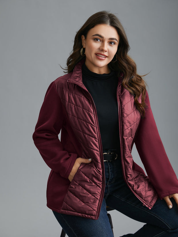 Women's Winter Coat Zipped Black High Collar in Polyester - Long Chic and Comfortable Coat