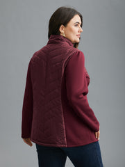 Women's Winter Coat Zipped Black High Collar in Polyester - Long Chic and Comfortable Coat