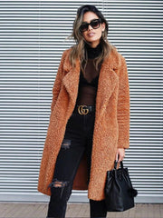 Manteau Long en Fausse Fourrure pour Femme – Manteau Hiver Chaleureux et Élégant