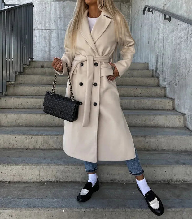 Double-Breasted Wool Coat for Women – Elegant and Warm for Winter