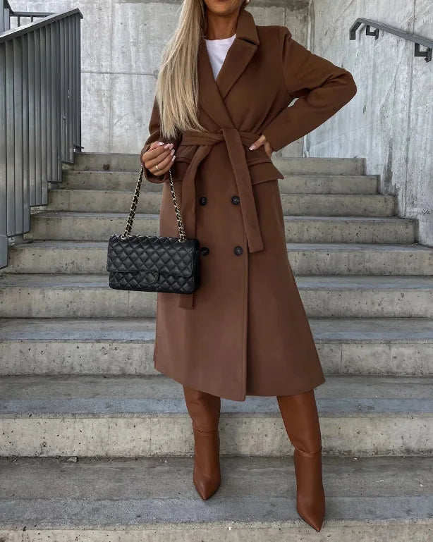 Double-Breasted Wool Coat for Women – Elegant and Warm for Winter