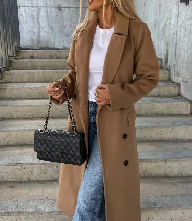 Double-Breasted Wool Coat for Women – Elegant and Warm for Winter