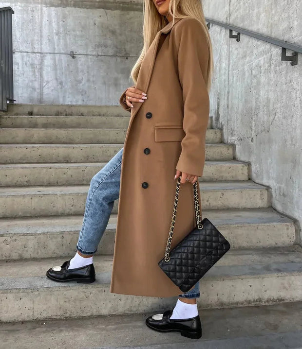 Double-Breasted Wool Coat for Women – Elegant and Warm for Winter