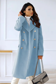 Women's Long Wool Coat with Double Buttoning – Classic Elegance and Comfort for Cold Days