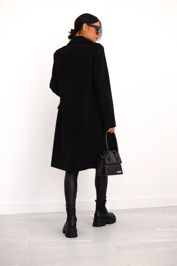 Women's Long Wool Coat with Double Breasted Closure – Classic Elegance and Optimal Comfort