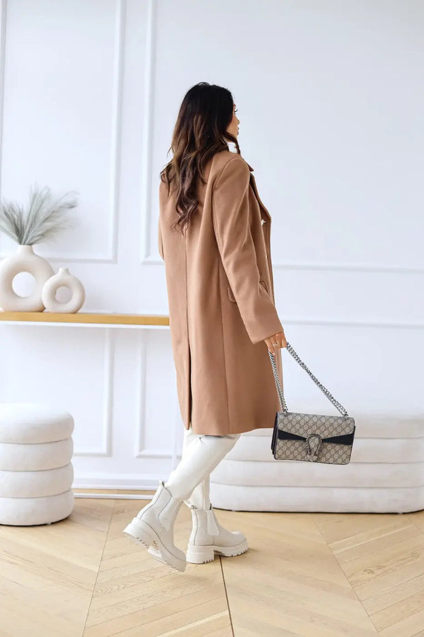 Women's Long Wool Coat with Double Breasted Closure – Classic Elegance and Optimal Comfort