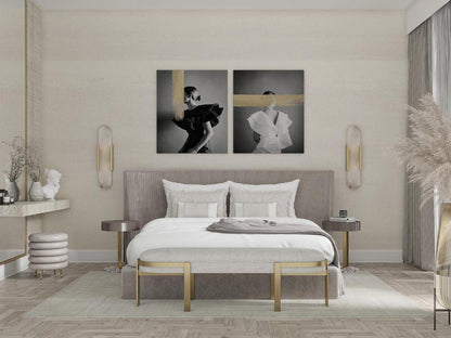 Väggapplikation i förlängd och elegant alabaster - Stilfull elegans med chic mässingsdetaljer