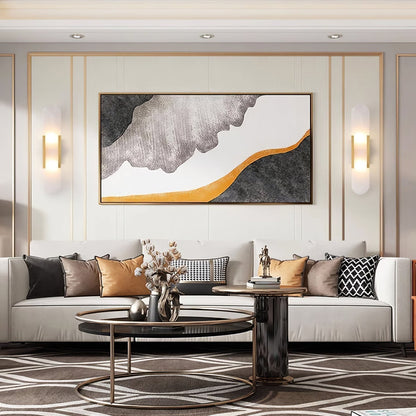 Väggapplikation i förlängd och elegant alabaster - Stilfull elegans med chic mässingsdetaljer