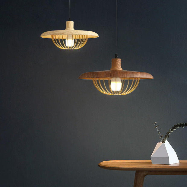 Scandinavian style wooden pendant – Chic industrial hanging lamp