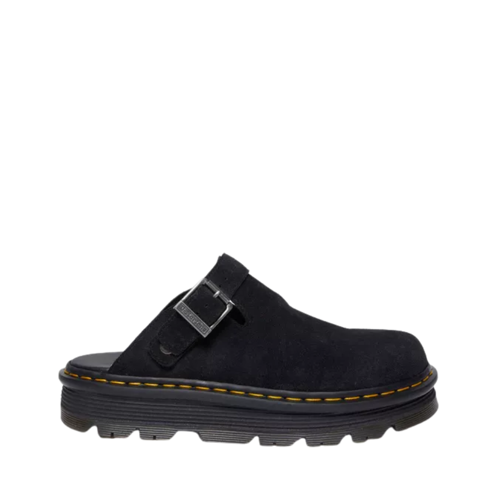 Unisex plateau mules van zwart suède met verstelbare band - Comfort en gedurfde stijl