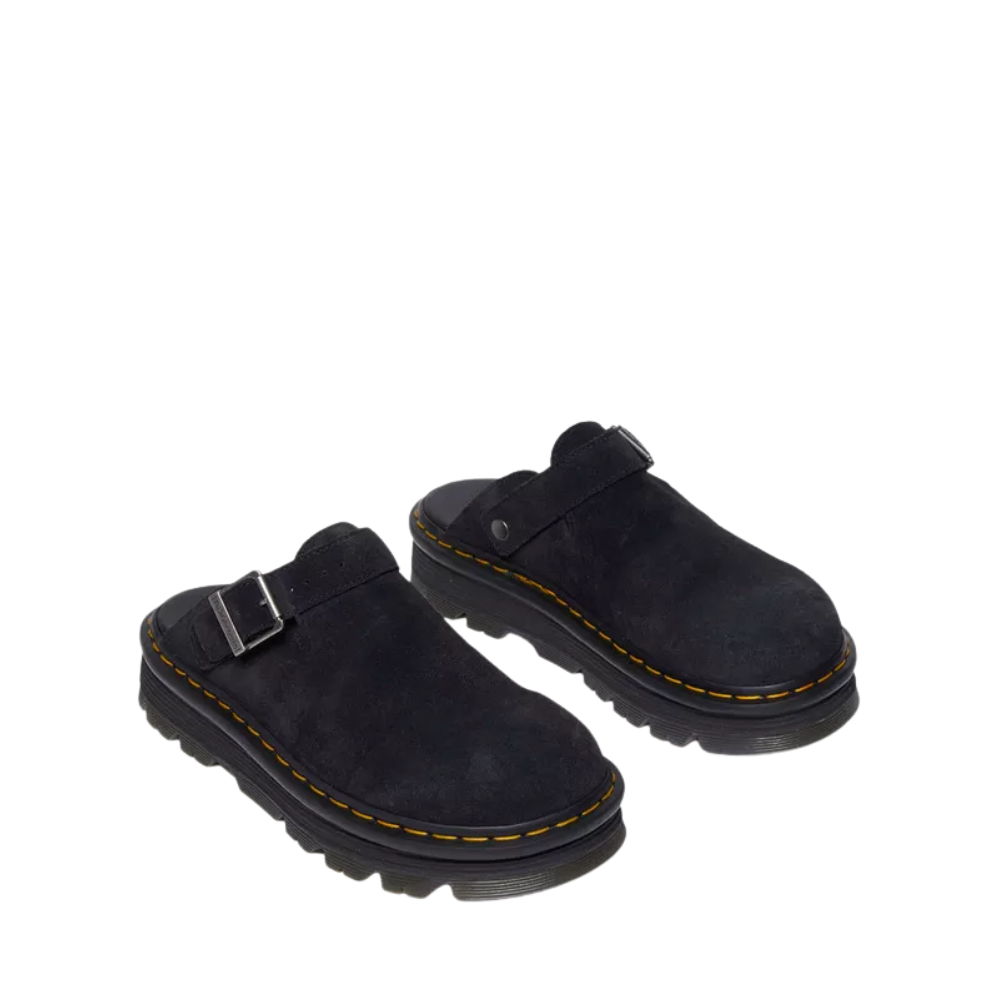 Unisex plateau mules van zwart suède met verstelbare band - Comfort en gedurfde stijl