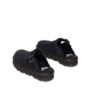 Unisex Platform Mules in Black Suede with Adjustable Strap - Comfort and Bold Style
