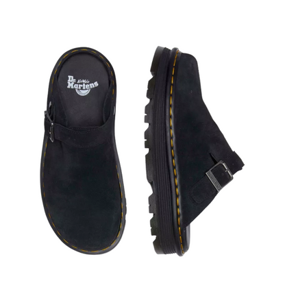 Unisex plateau mules van zwart suède met verstelbare band - Comfort en gedurfde stijl