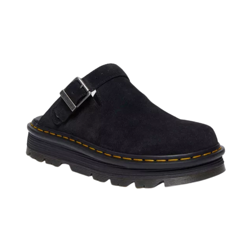 Unisex plateau mules van zwart suède met verstelbare band - Comfort en gedurfde stijl