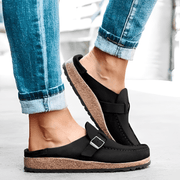 Mules Femmes Orthopédiques en Cuir Noir – Confort Optimal, Taille 6, Design Élégant pour Usage Quotidien