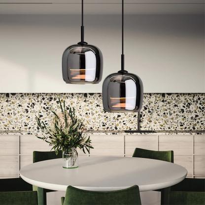 Nordisk stilren svart glaslampa - Modern och stilfull elegans med LED-belysning