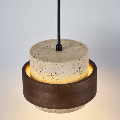 Lampe de chevet Ascend Wabi-Sabi élégamment conçue – Une fusion chic de minimalisme rétro en travertin et en bois