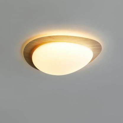 Plafonnier en galets scandinave sophistiqué - Esthétique élégante en bois avec éclairage LED intégré