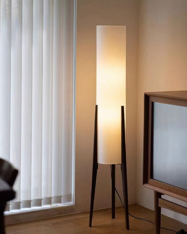 Elegant retro Nordic walnut floor lamp with fabric lampshade