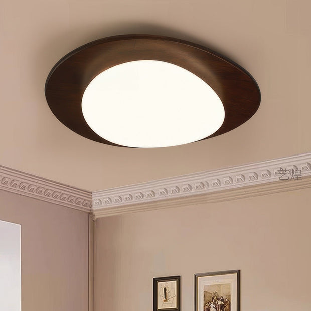 Plafonnier en galets scandinave sophistiqué - Esthétique élégante en bois avec éclairage LED intégré