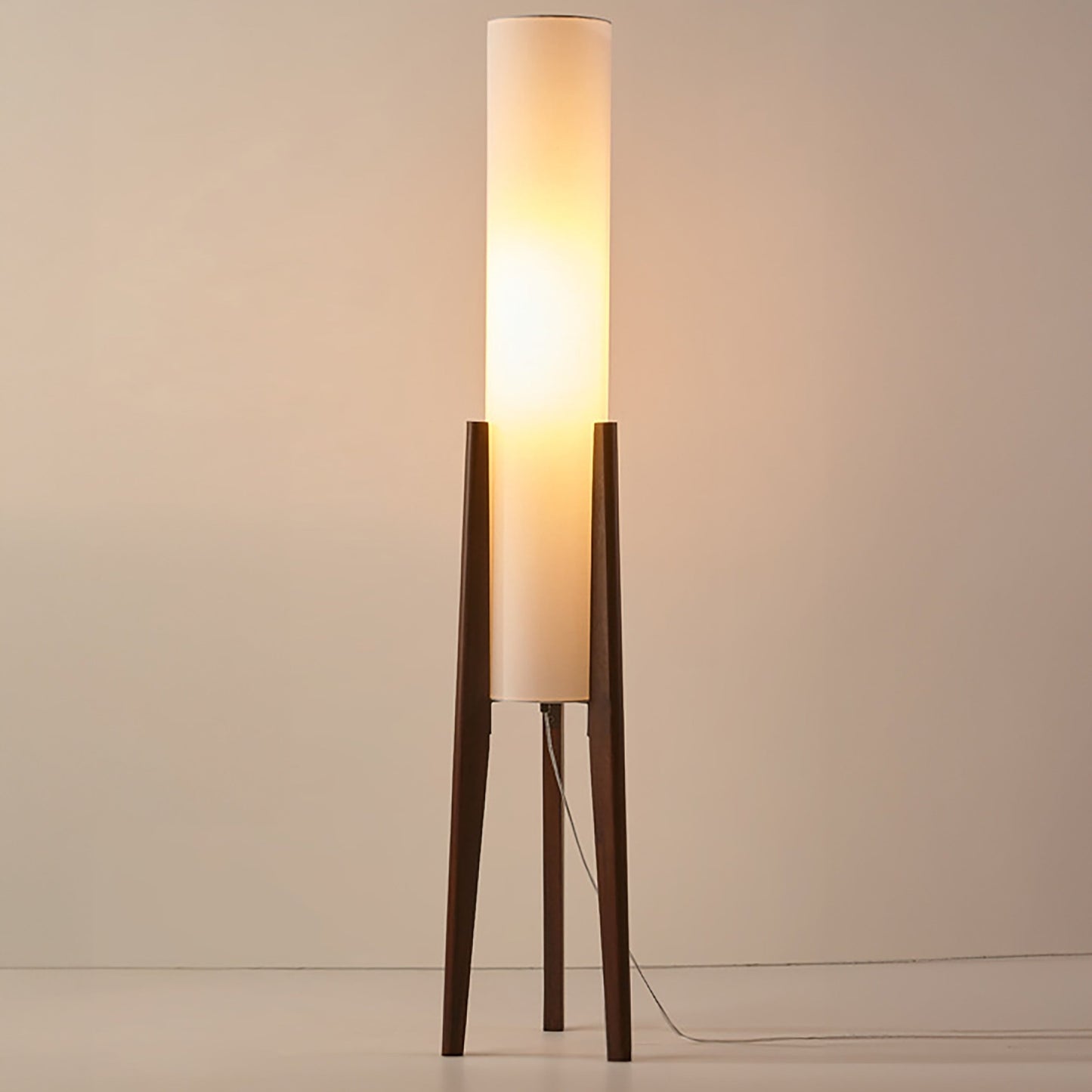 Elegant retro Nordic walnut floor lamp with fabric lampshade