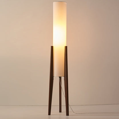 Elegant retro Nordic walnut floor lamp with fabric lampshade