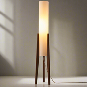 Elegant retro Nordic walnut floor lamp with fabric lampshade