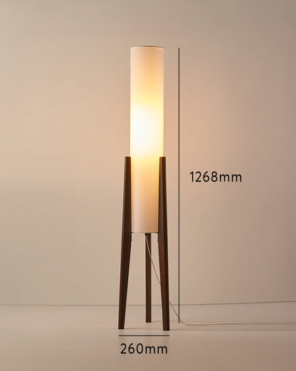 Elegant retro Nordic walnut floor lamp with fabric lampshade