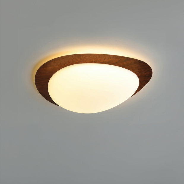 Plafonnier en galets scandinave sophistiqué - Esthétique élégante en bois avec éclairage LED intégré