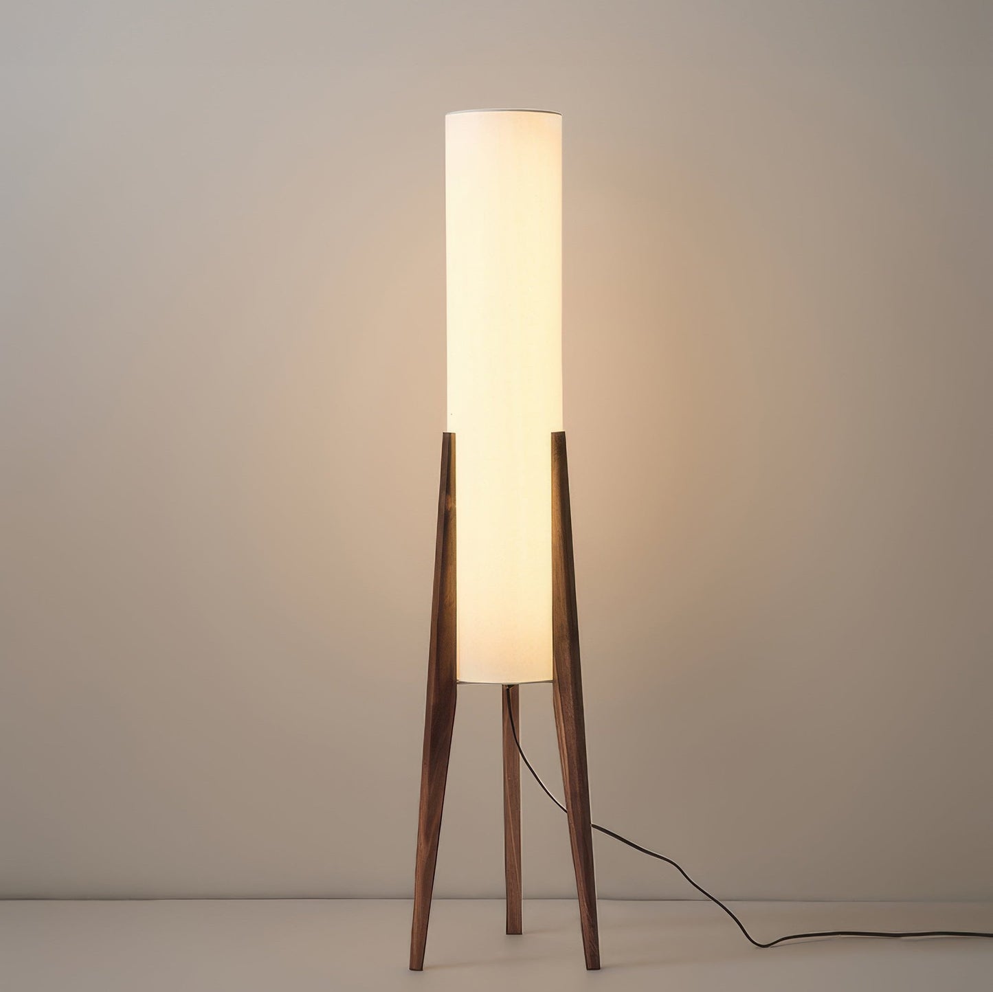 Elegant retro Nordic walnut floor lamp with fabric lampshade