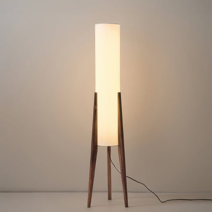 Elegant retro Nordic walnut floor lamp with fabric lampshade