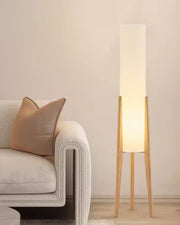 Elegant retro Nordic walnut floor lamp with fabric lampshade