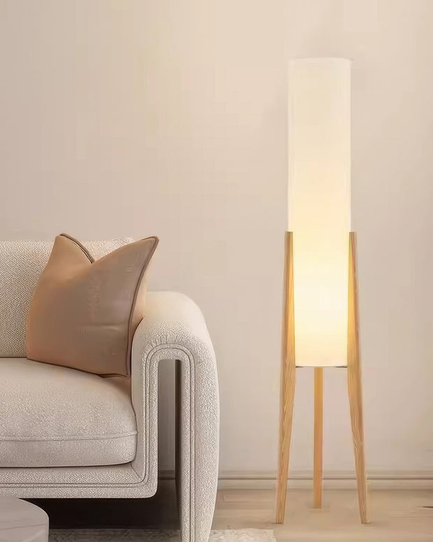 Elegant retro Nordic walnut floor lamp with fabric lampshade