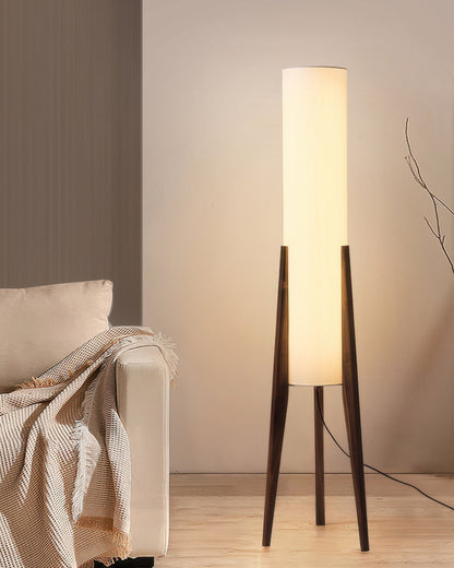 Elegant retro Nordic walnut floor lamp with fabric lampshade