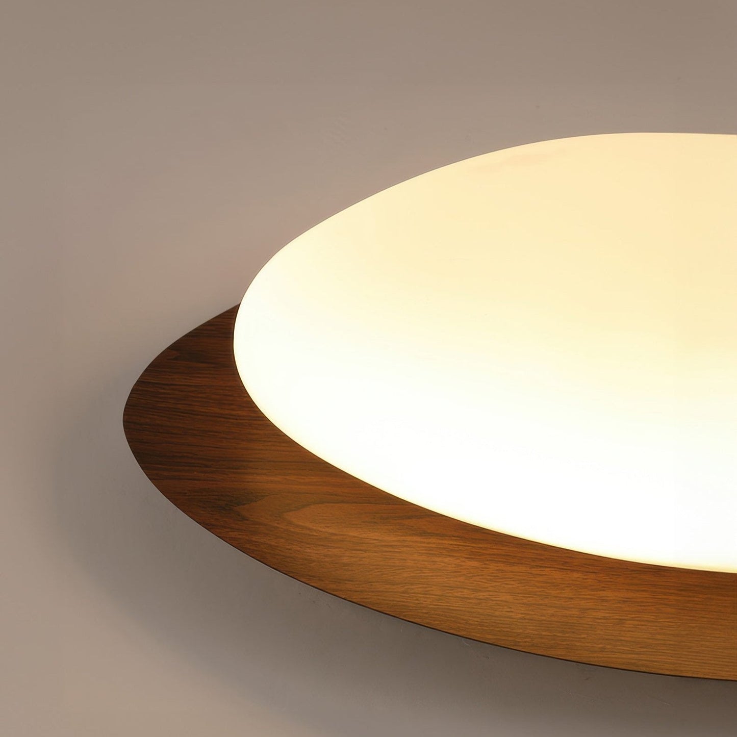 Plafonnier en galets scandinave sophistiqué - Esthétique élégante en bois avec éclairage LED intégré