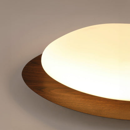 Plafonnier en galets scandinave sophistiqué - Esthétique élégante en bois avec éclairage LED intégré